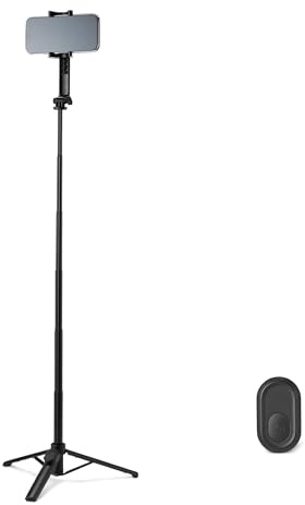 Amazon Basics Selfie-Stick für Telefon, 91,0cm/36,0in, Tragbares und ausziehbares Stativ, mit kabelloser Fernbedienung, Schwarz