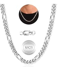 MOROTOLE Cadena de Plata Ley Figaro Cadenas Para Hombres Collar Figaro Cadena de Plata para Hombres