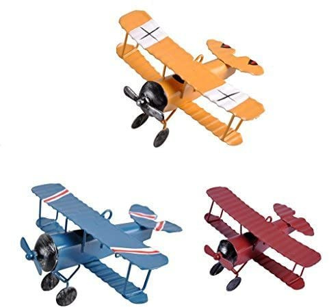 TTKBHHQ 3pc Vintage Metal Planes Model Iron Retro Aircraft Glider Biplane Pendant Model Airplane,Christmas,Home Decor,Ornament,Desktop Decoration