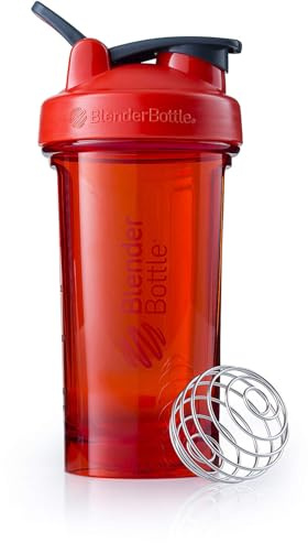 BlenderBottle Pro24 Tritan Trinkflasche mit BlenderBall, optimal geeignet als Eiweiß Shaker, Protein Shaker, Wasserflasche, BPA frei, skaliert bis 500 ml, Fassungsvermögen 710 ml, rot