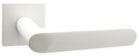 domino Denver-QR - Tirador de puerta sin roseta de cerradura, roseta cuadrada, para puerta de habitación, puerta de oficina, herrajes para puerta de aluminio, juego de manillas blancas, color blanco