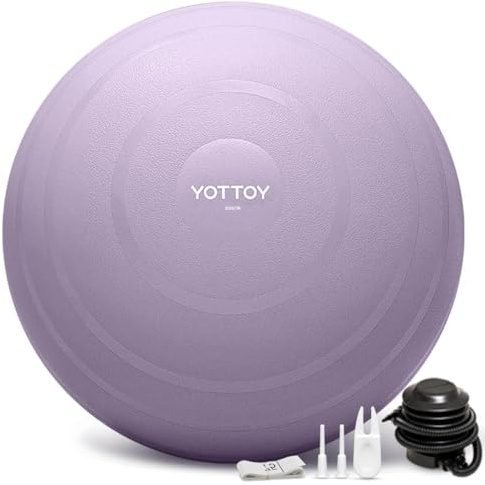YOTTOY Anti-Burst Exercise Ball for Working Out, Yoga Ball for Pregnancy,Extra Thick Workout Ball for Physical Therapy,Stability Ball for Ball Chair Fitness with Pump (Purple, 26IN/58-65cm)