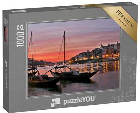 Puzzle 1000 Teile XXL „Portweinfässer auf Booten, Porto, Portugal“ – aus der Puzzle-Kollektion Portugal
