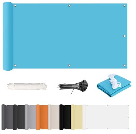 Balkon Sichtschutz Balkonabdeckung Oxford, PVC Balkonabdeckung mit Ösen Balkonsichtschutz, Blickdichte Windschutz Sichtblende mit Nylon Kabelbinder und Kordel for Terrasse und Zaun,Garten ( Farbe : La