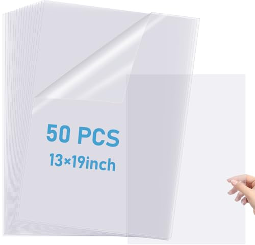 Timgle 13 x 19 Inch Waterproof Inkjet Transparency Film 50 Sheets Transparency Paper Sheets for Silk Screen Printing Transparent Printer Paper for Printers Overhead Projector Crafts 5 Mil