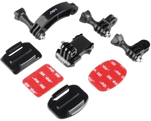 HSU Supports de Casque pour Caméras d'action Go Pro, Bras d'Extension Boucle de Libération Rapide Kit d'Accessoires Moto Adaptateurs de Chinés Courbés
