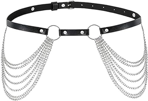 YCHYAN Punk Taille Gothique Chaîne, Punk Cuir Chaîne de Corps Femme, Souhaitable Noir Chaînes de Corps en Couches, Accessoires Corporels pour les Femmes Dans les Boîtes de Nuit Branchées