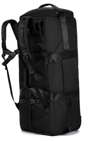 Grande borsone da viaggio con ruote, borsa trolley o zaino, 3 in 1, impermeabile, pieghevole, borsa da trasporto, Nero