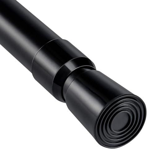 CROWNSHOP 84-150cm Shower Curtain Pole Extendable Curtain Poles, Tension Curtain Rod, Adjustable No-Drill Shower Rail, Telescopic Pole for Net and Voile (Black, 84-150cm)