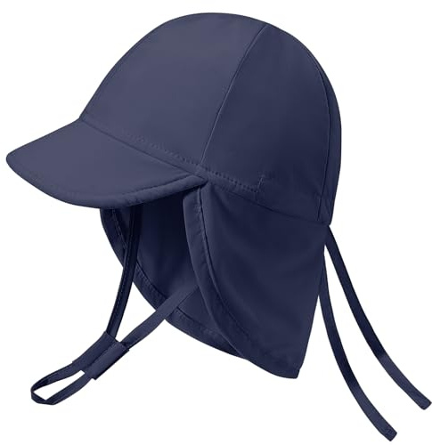 heekpek Gorro Bebe Verano UPF 50 Proteccion Solar Gorro Playa Proteccion UV Sombrero de Sol Ajustable para Niño Niña, Azul Marino, 2-4 años