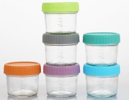 Mexgcom 12 Piezas de Vidrio de Contenedor de CongelacióN, Contenedor de CongelacióN de Gachas de Bebé, Almacenamiento de Alimentos Para BebéS de 60 Ml, Con Tapas, Sin Bpa, Perfecto Para NiñOs