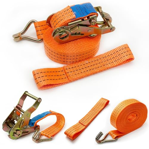 Yavinane Sangle d'arrimage pour transport de voiture, 6 m, 35 mm, 2000 daN, sangle à cliquet avec crochet pour fixation de véhicule sur remorque, voiture, camionnette