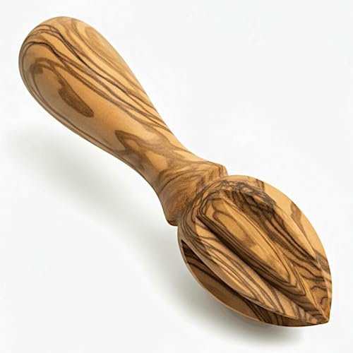 Stilux Exprimidor de limones de madera de olivo, hecho a mano, exprimidor de naranjas, manual aprox. 15 cm, práctico, sostenible e higiénico