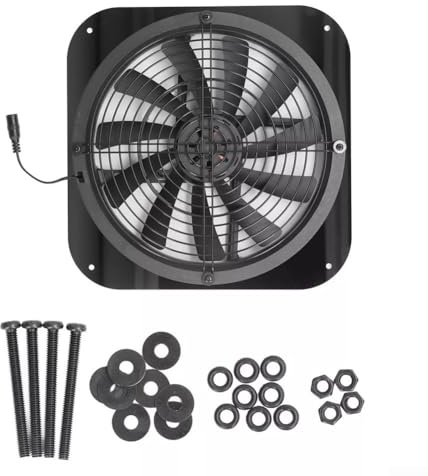 Yuanpgky Ventilador de escape para cobertizo con 250 mm de diámetro, ventilador de ventilación solar para invernadero, gallinero, casa de mascotas, ventilador de techo, compatible con panel solar