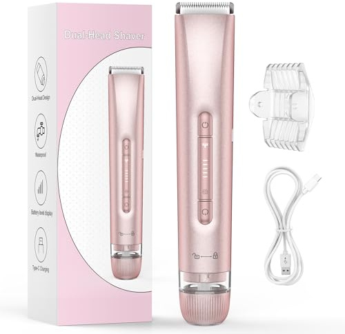 Bikini Trimmer Women Lady Shavers for Women 2 in 1 Facial Hair Remover Painless Body Hair Trimmer for Face Legs Underarm Electric Shavers Razors Wet & Dry Use USB-C L023