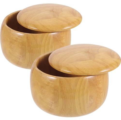 Mipcase Cuencos de Madera de Haya para Piezas de Ajedrez Go, Juego de 2 Recipientes Grandes Tapa, Almacenamiento Profesional para Tablero de Mesa y Regalos Ajedrecistas