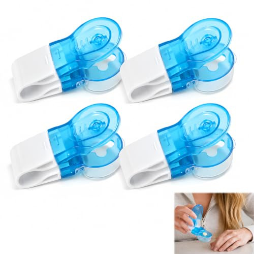 Set med 4 blå ABS pillerpress ref d-250206 medicinskärare separator | 4 blå pillerpress modell d-250206 i ABS, medicinkopp och kombinationstabletter för alla resor