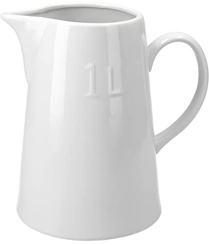 MamboCat Milchkanne 1 Liter aus Porzellan | 19 x 9,5 cm | weiß | Getränke servieren | Privat oder Gastronomie