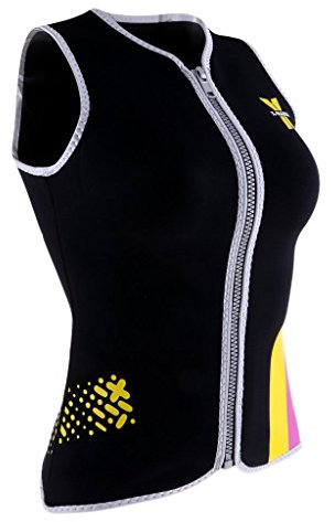 Mute da donna in neoprene di alta qualità, 3 mm, senza maniche, con cerniera frontale, per immersioni, surf, nuoto, snorkeling, nero, L