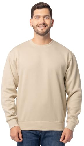Fruit of the Loom Men's Eversoft Fleece, Crewneck & Quarter Zip, Moisture Wicking & Breathable, Sizes S-4X, Sweatshirt-Khaki Heather, Large