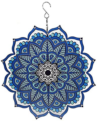 ANCLLO Moulin à vent 360 degrés à suspendre en métal mandala décoration d'intérieur ou d'extérieur