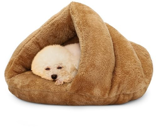 ALLSOPETS Letto Ortopedico per Gatti e Cani Piccoli Tenda per Gatti Grotta Accogliente a Forma di Triangolo con Fondo Antiscivolo per un Sonno Confortevole (Giallo Limone, M)