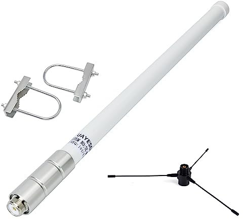 Dual-Band Fiberglass 17” Ham Radio Base Antenna with Ground Plane Kit, VHF/UHF 136-174mhz/400-470mhz Mobile Transceiver HT Scanner Repeater Antenna SO239 Connector