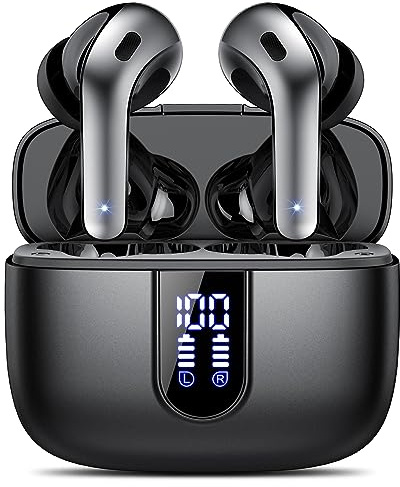 Taopod Trådlösa öronsnäckor, trådlösa hörlurar bluetooth öronsnäckor med mikrofon träning, djup bas CVC brusreducerande hörlurar 40 h speltid IPX7 vattentät för iPhone Android