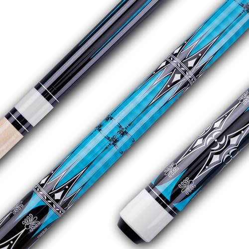 Sinsilvie 13mm 58 Pouces 19 20 oz Queue de Billard, 1/2 Maple Canne Billard Pool Cue, Canne de Billard Adulte de Bar pour Hommes et Femmes (Bleu 19oz)