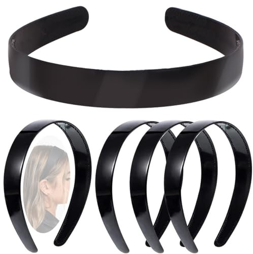 5 Diadema Negra Plástica Ancha con Dientes Diadema Plástico Negra Ancha Accesorios para Cuidado Pelo Mujer Niña Uso Diario