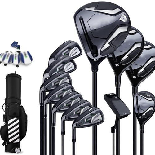 Herren-Golf-Komplettset, komplettes Anfänger-Golfschläger-Set, Golf-Standard-Balltasche, Golf-Männer for die Linke Hand, Carbonschaft, 12er-Pack mit Cart-Tasche
