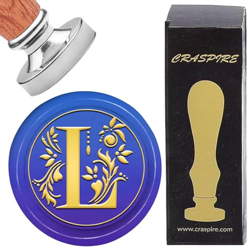 CRASPIRE Initial alfabet vax försegling stämplar bokstav L vintage avtagbar silver mässing försegling stämpel huvuden 25 mm med trähandtag för bröllop jul kuvert inbjudningar kort gör-det-själv