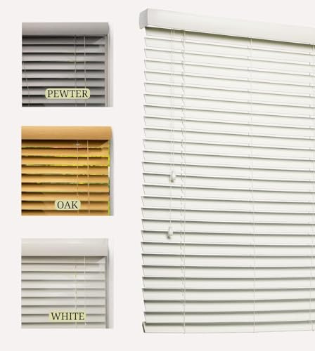 Lister Cartwright Woodgrain Fauxwood Venetian Blinds for Windows 50mm – Trimmable, Easy Fit Curtains, Child Safe – Durable Home & Office Blind(White, 45 W x 120 H cm)