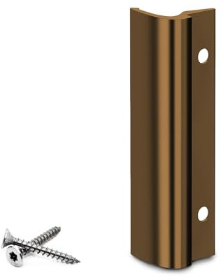 VOOXA Premium | Maniglia per porta del balcone in alluminio + viti di fissaggio | Colore bronzo scuro – Lucido | Maniglia curva, comoda maneggevolezza per porta del balcone o della terrazza esterna