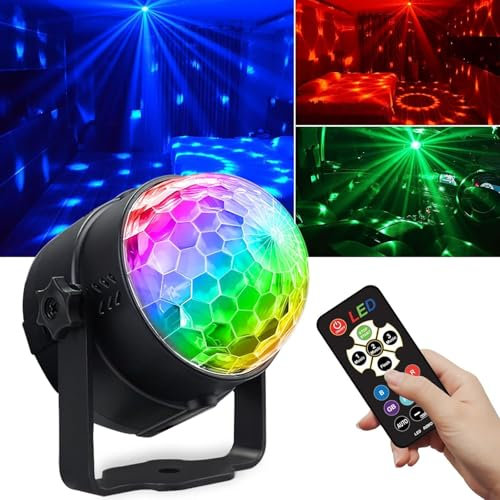 Sfera di Luce Discoteca Luce di Scena a LED RGB con Telecomando, Proiettore Stroboscopico per Festa, Matrimonio, Compleanno