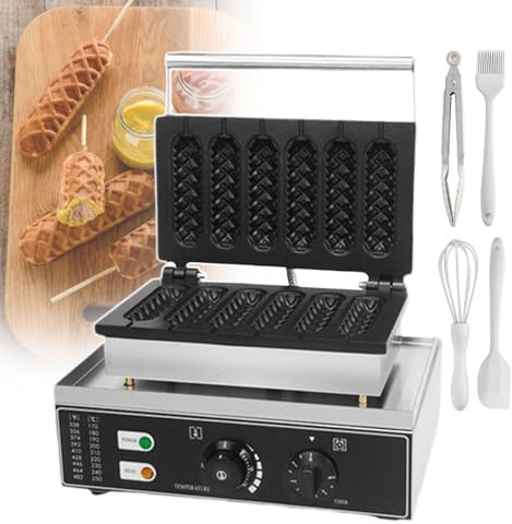 pealiritansemen Macchina per Hot Dog Sticks, Macchina per Muffin E Salsicce Waffles, Riscaldamento Bifacciale, Temporizzazione 0-5 Min, per Bar, Venditori Ambulanti, Stazioni della Metropolitana