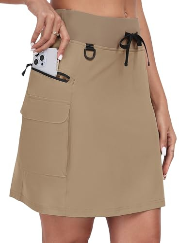 Jupe-Short Femme Randonnée en Plein Air UPF 50+ Séchage Rapide Jupes de Sport Golf Tennis avec Short Intégré et 4 Poches