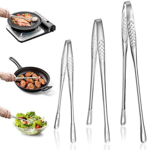 3 PCS Pincette de Cuisine en Acier Inoxydable, Pince de Chef, Pince de Cuisine Inox, Pince Precision Cuisine Outil De Cuisine Longue Pince à Épiler Droite pour Cuisiner Griller et Cuire, 21/24/28cm