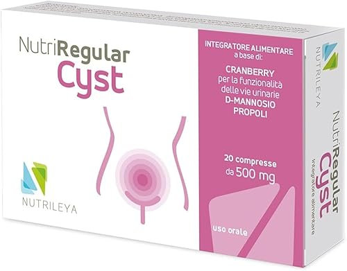 NutriRegular Cyst, 40 Capsule Naturali - Per il Benessere del Tratto Genito-Urinario - Con Mirtillo Rosso, D-Mannosio e Propoli - Prodotto in Italia - Nutrileya