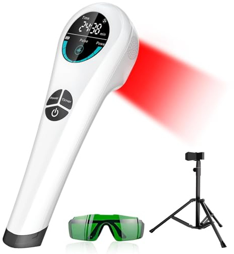 Orisary Dispositivo de terapia láser frío, Tratamiento con infrarrojos 4000 mAh, 4x808nm +14x650nm, Lámpara Infrarroja para cuidado muscular y articular, personas y mascotas