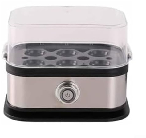 Eawfgtuw Cuociuova 6 in 1 in acciaio inox con capacità di 6 uova, per bollire, cuocere in camicia, strapazzare, cuocere a vapore e omelette, design compatto da banco con spegnimento automatico