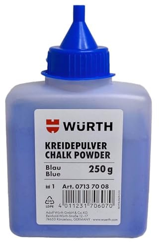 Wuerth Kreidepulver 250g Flasche blau 07137008 - ideal für Schlagschnüre, Schlagschnugeräte, Bauschnur, Maurerschnur für Innen- und Außen