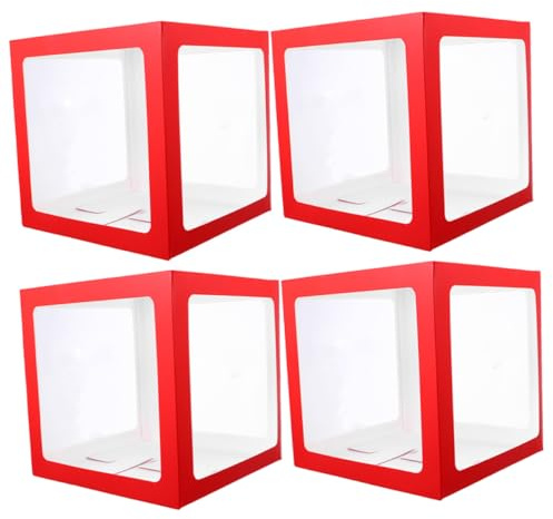 Toyvian Cajas para Globos Transparentes 4 Piezas 30X30X30 CM para Decoración de Fiestas Cumpleaños y Bodas Cajas Expositores Resistentes para Regalitos y Ambientación Festiva