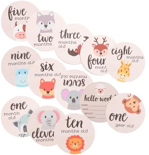 TOVINANNA Cartes Étapes Mensuelles en Bois Rond pour Bébé, Accessoires Photo Panneau Jalonnant, pour Shower et Souvenirs de Naissance