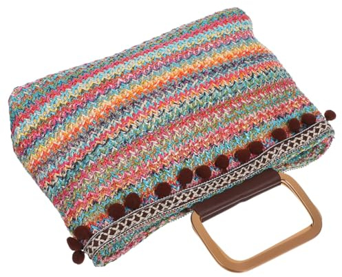 Tofficu Paquet à Main Tissé Artistique Léger et Spacieux en Paille Grosse Capacité Paquet à Main Polyester Élégant pour Garçon et Filles, pour Voyages et Usage Quotidien