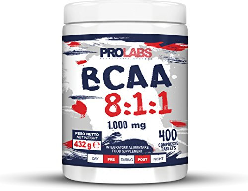 Prolabs BCAA 8:1:1-400 compresse da 1000 mg - 100% aminoacidi ramificati (Leucina, Isoleucina, Valina) con rapporto 8:1:1 - Supporto, costruzione e ripristino muscolare per sportivi - Vegan