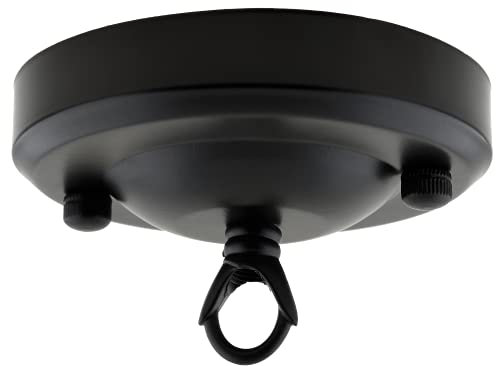 Art Deco Emporium Vintage Period Styled Complete Metal Ceiling Rose with Chain Loop (Fully Earthed) in Black Finish