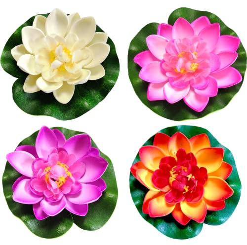 Oulensy 4Pcs étang Flottant Décor Nénuphar/Lotus Mousse Petite Fleur