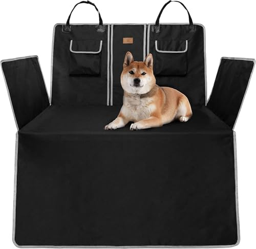 AMZPET Boot Liner for Dogs – Waterproof Car Protector with Armrest Pass-Through and 2 Storage Pockets – Scratch-Proof Dog Mat for Car Boot – 59 x 127 x 100 cm