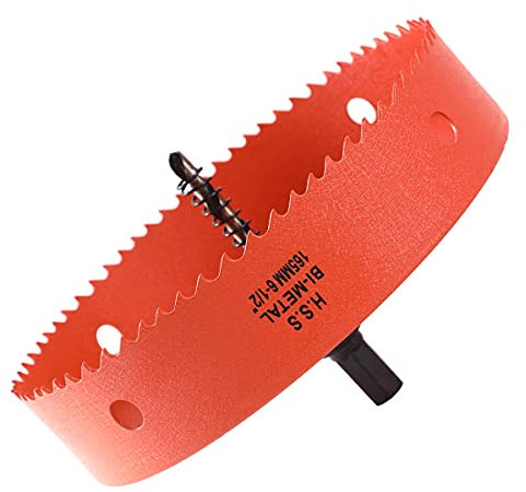 Dribotway Sega a tazza bi-metallo, 6-1/2, 165 mm, M42 HSS, con 1 gambo e 1 trapano, per materiali da costruzione a secco, legno, plastica e metalli, profondità di taglio